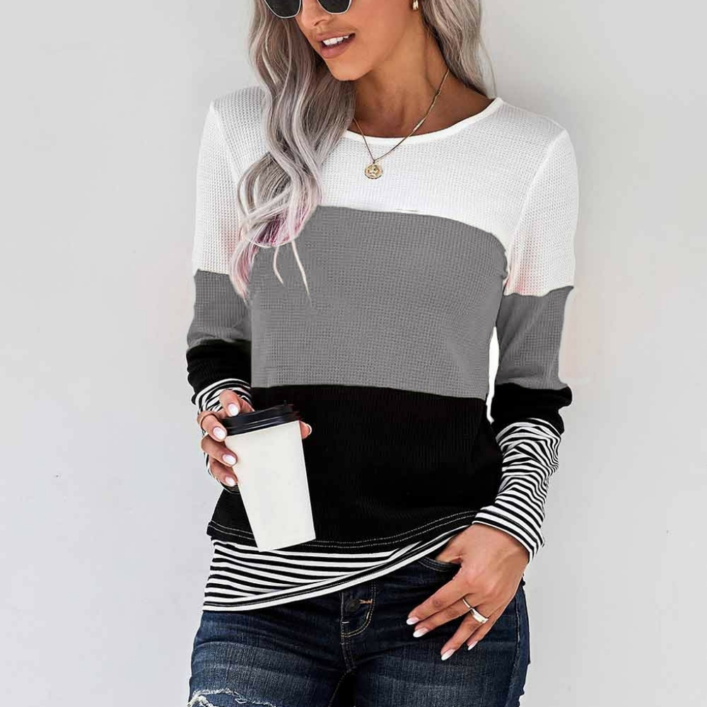 New without tags, gray, black, white stripe top